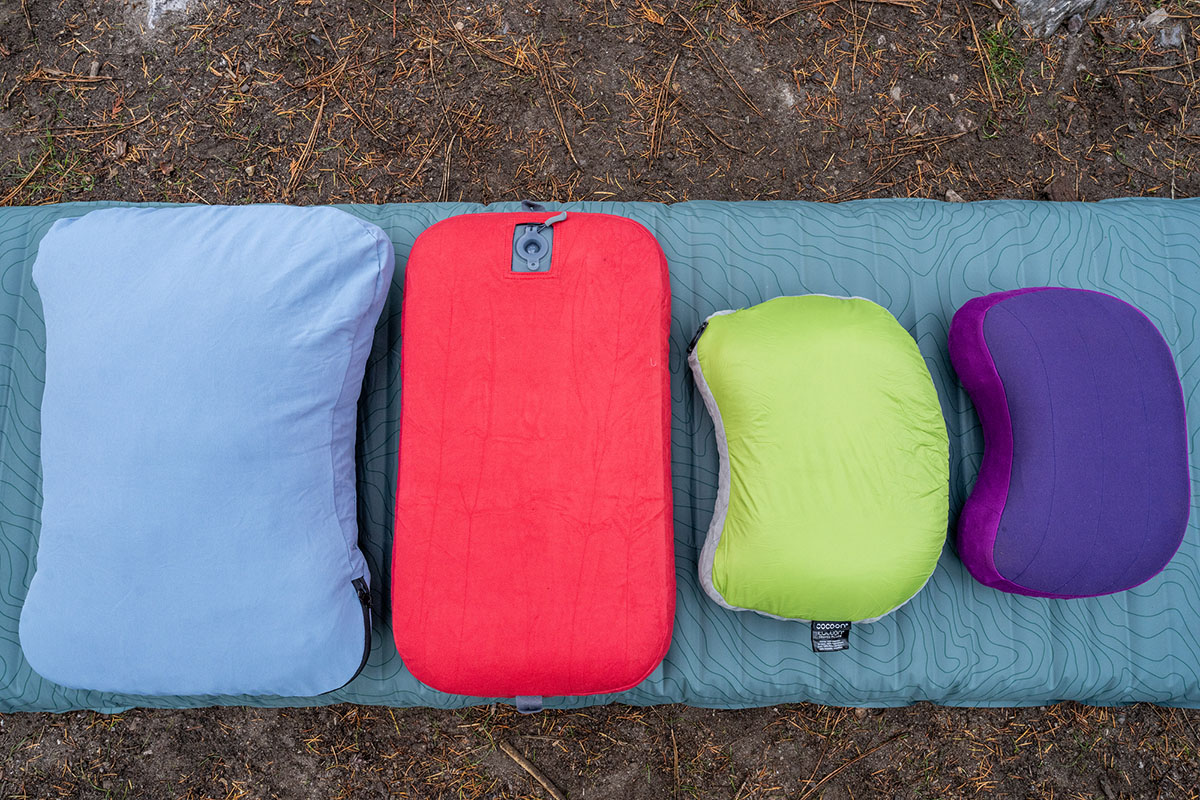 Camping and backpacking pillows (size comparison)